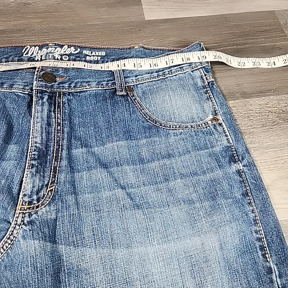 Wrangler Retro Jeans Mens 38x32 Blue Relaxed Boot Denim Cowboy Western Cotton - Picture 7 of 8